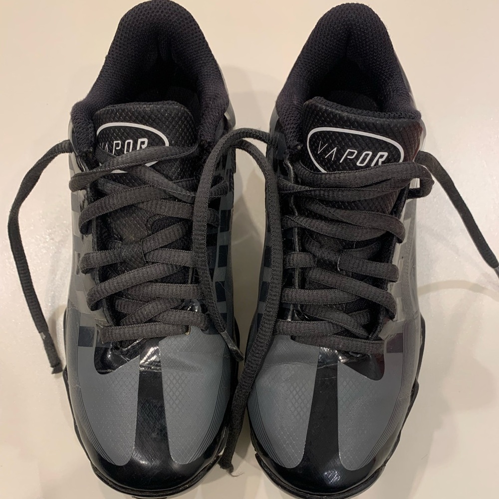 Nike Vapor Kids Black and Gray Athletic Football Cleats